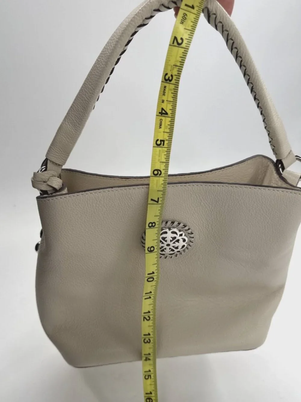 BRIGHTON Purse Ferrara Collection Noelle Cream Handbag Shoulder Pebbled Leather - Picture 9 of 13